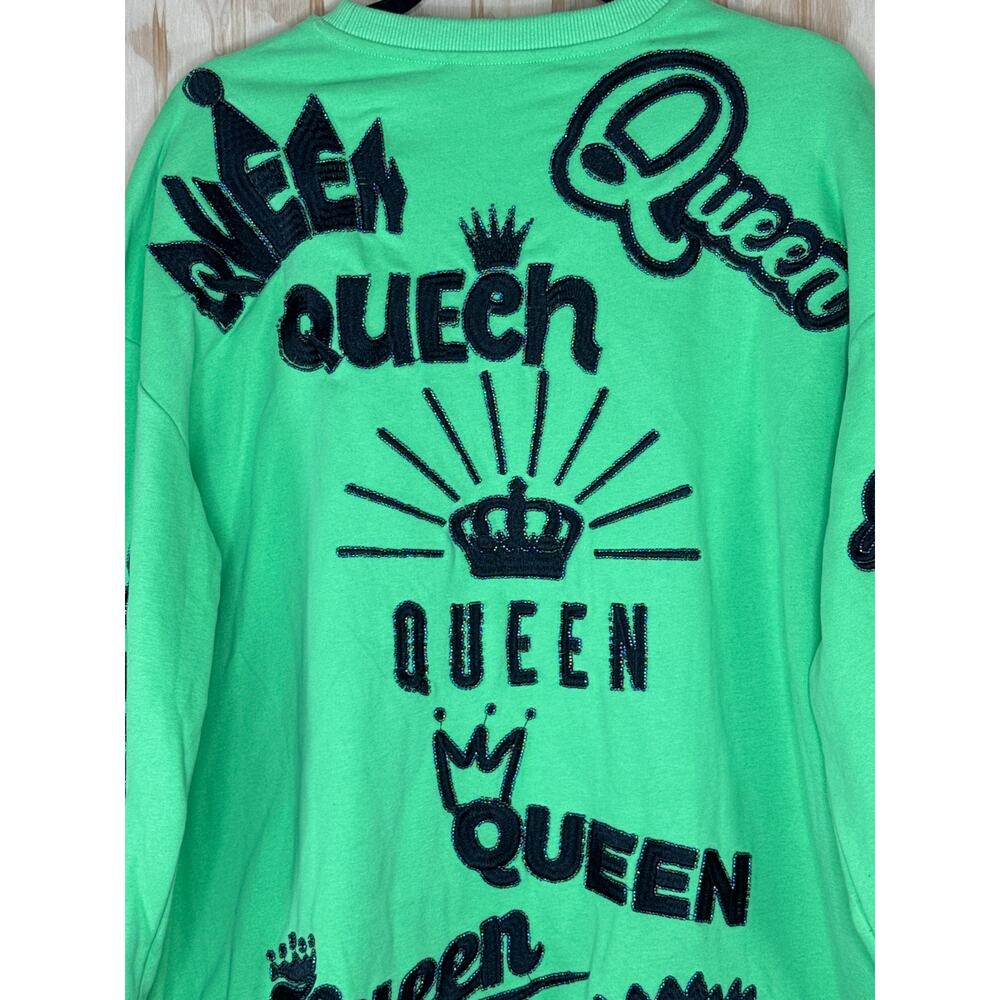 QUEEN OF SPARKLES Green and Black sweater dress size Small - Picture 7 of 10